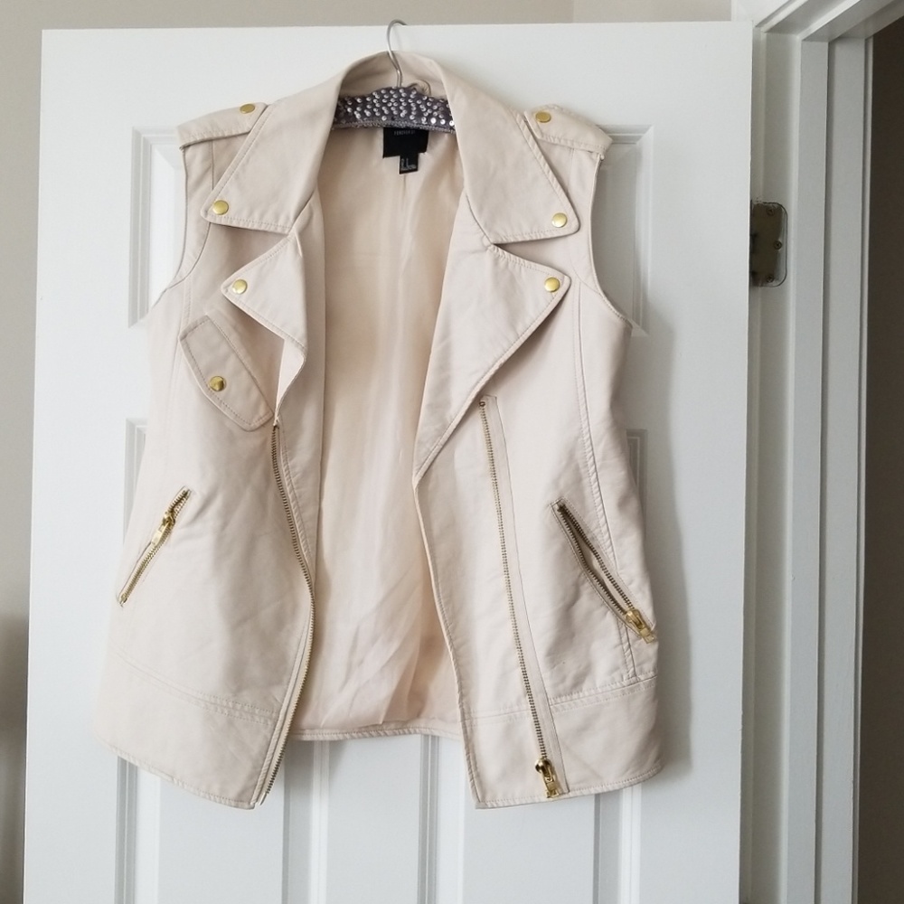 Pink Studded Faux Leather Moto Vest